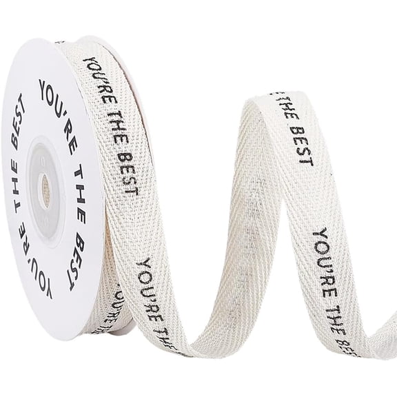 10 Yards 5/8 Inch White Cotton Straps Ribbons Black Printed Blessings You Are the Best Words Spool Print Twill Tape Ribbon