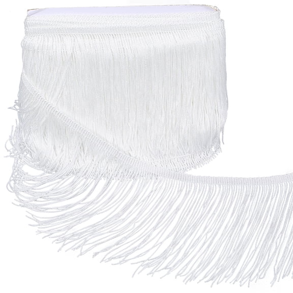 10 Yards 5.9 Inch White Fringe Ribbon Tassel Trim Edging Trimings Solid Color Polyester Decorative Fabric Ribbons