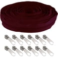 thumbnail image 1 of 10 Yards #5 Nylon Coil Zipper Tape with 10 Metal Slider Pulls - Maroon, 1 of 1