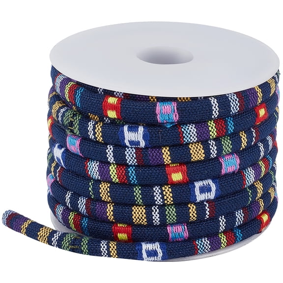 10 Yards 7MM Blue Ethnic Fabric Rope Polyester Bohemia Friendship Bracelet Cord Thread String Boho Round Macrame Braid Cords Roll