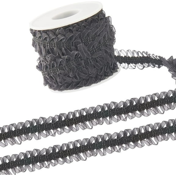 10 Yards Black Gimp Braid Trim Elastic Lace Ribbon Band Clothing Garment Wedding Decor Supplies for DIY Headband Clothes Sewing Embellishment Bridal Shower Decorations Gift Wrapping Black DIY