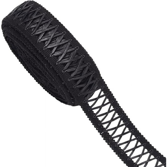 10 Yards Black PU Leather Ribbon 1-5/8 inch Wide Leather Braid Trims Flat Braid Strap Trim for Dress Curtain Home Decor DIY Sewing Craft DIY