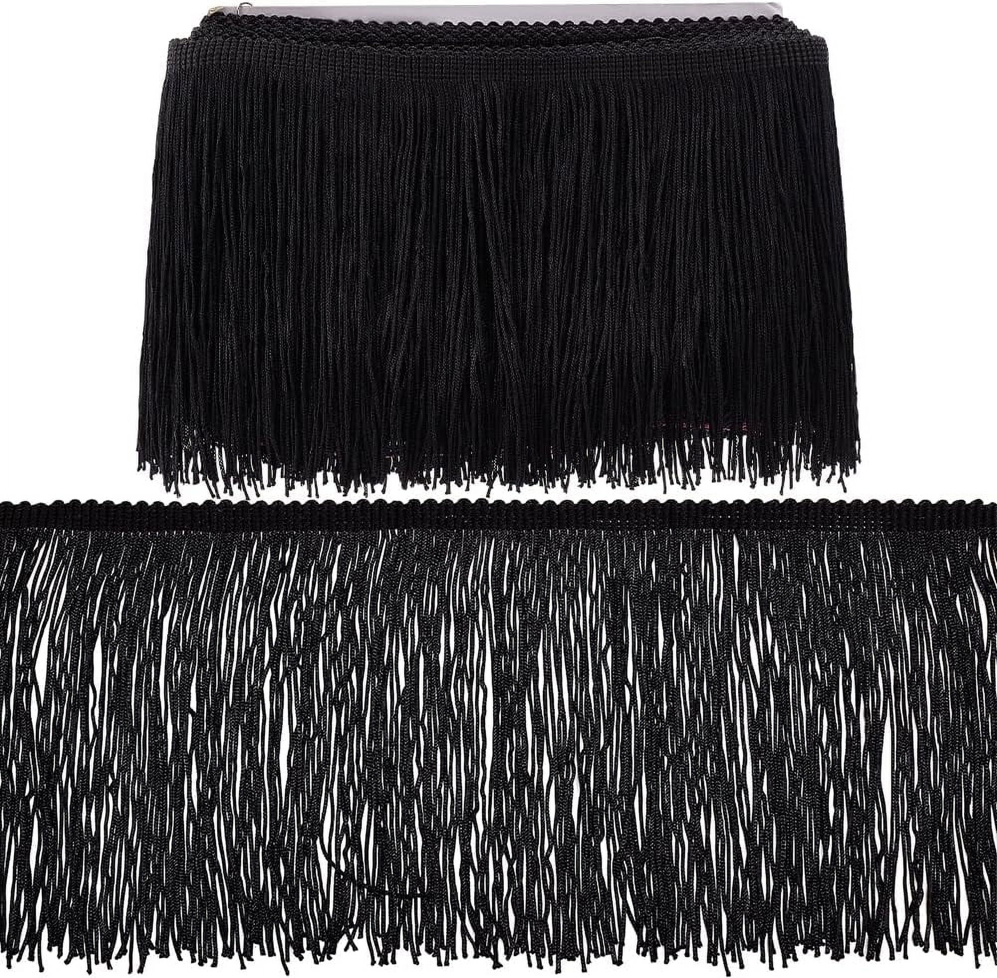 10 Yards Black Polyester Fringe Tassel Sewing Trim 5-1/4 Inch Wide Ribbon Trim for DIY handcrafting