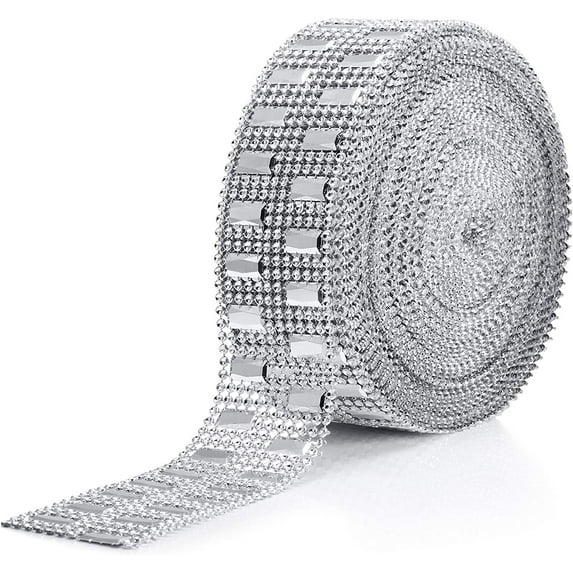 10 Yards Bling Wrap Ribbon Rhinestone Diamond Ribbon Rose Gold Bling Wrap Acrylic Wrap Mesh for Wedding Cakes Birthday Decorations, Baby Shower and Craft Project