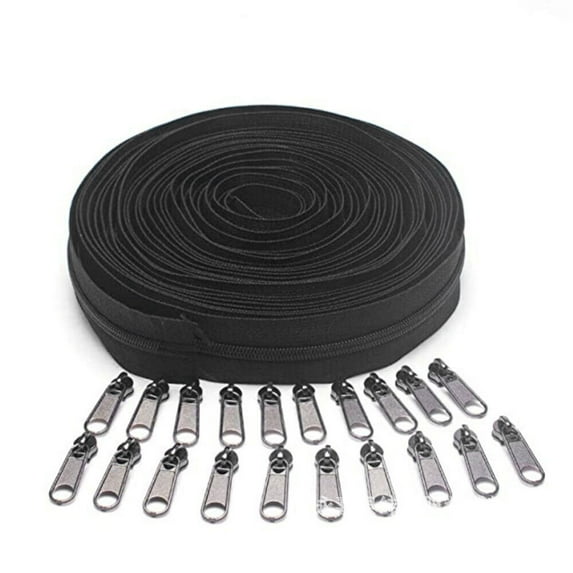 10 Yards Bulk Zipper, #3 Zippers for Sewing, Black Nylon coil Zipper Replacement