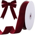 thumbnail image 1 of 10 Yards Burgundy Velvet Ribbon 1 Inch for Christmas Tree,Dark Red Velvet Christmas Ribbon for Gift Wrapping Crafts Bow Wreath Holiday Decorations (Burgundy), 1 of 6