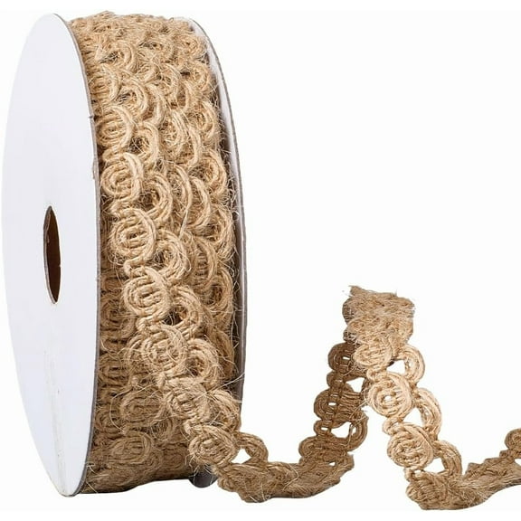 10 Yards Burlywood Burlap Ribbon Rustic Woven Braid Jute Rope Vintage Rustic Woven Bohemian Lace Garland Wreath Retro Decorative Ribbon for Sewing Making Crafts Supply Home Decors