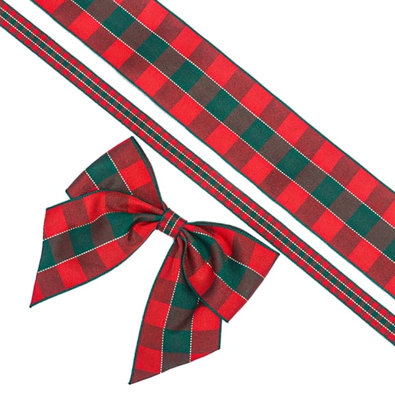 10 Yards Christmas Plaid Ribbon, Plaid Christmas Ribbon for Gift Wrapping, DIY