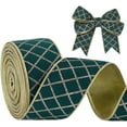 thumbnail image 1 of 10 Yards Christmas Ribbon 2.5 inch Green Velvet Ribbons Wired Ribbons Diamond Glitter Velvet Wired Edge Lattice Ribbon, 1 of 9