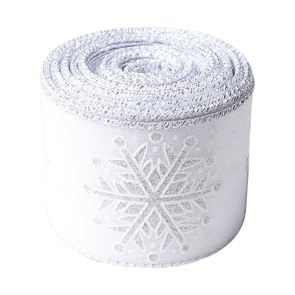 10 Yards Christmas Snowflake Wired Ribbon,2.5 Inches 1 Roll Satin Snowflake Wired Edge Christmas Ribbon for Tree Gift Wrapping Home Decorations Bow DIY Craft(Silver)