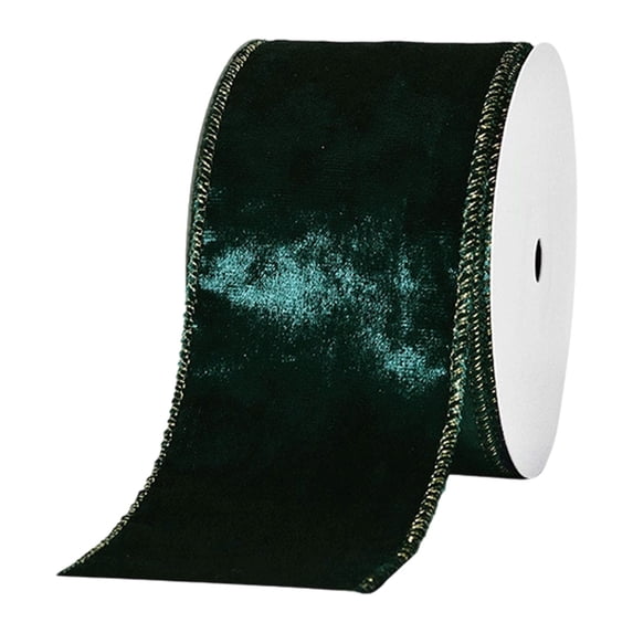 10 Yards Christmas Velvet Wired Ribbon,2.48 inch Wide Christmas Ribbon Wired,Christmas Velvet Ribbon Wired for Christmas Tree Decorations, Outdoor Ornaments, Garland and Wreath Decor,Green