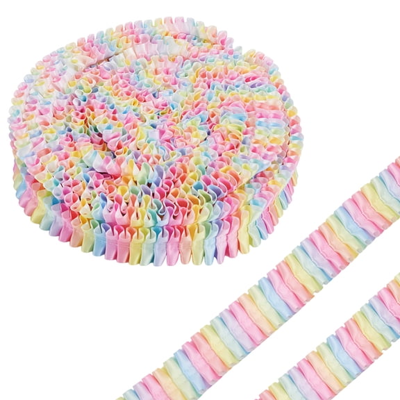 10 Yards Colorful Rainbow Pleated Lace Trim 1.5 Inch Wide Polyester Formal/Special Occasions Multicolor Style Wedding Formal Events Craft Projects DIY