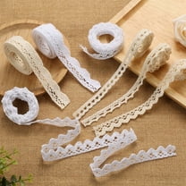 10 Yards Cotton Lace Trim Vintage Ribbon Crochet Cotton Lace Scalloped Edge for Bridal Wedding Decoration Christmas Package DIY Sewing Craft,width 0.39 in,Style 1