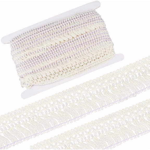 10 Yards Cotton Tassel Fringe Trim Boho Tassel Ribbon 40mm Wide Beige Macrame Fibre Lace Edging Trimmings for DIY Sewing Crafts Home Decorations Clothes Curtain Blanket Embellishments