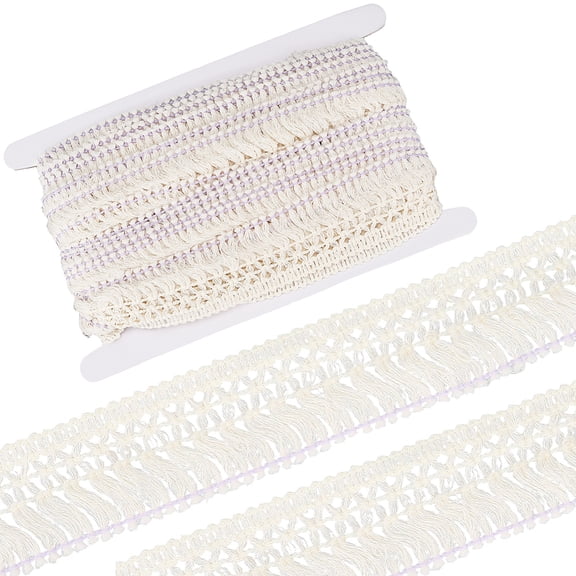 10 Yards Cotton Tassel Fringe Trim Boho Tassel Ribbon 40mm Wide Beige Macrame Fibre Lace Edging Trimmings for DIY Sewing Crafts Home Decorations