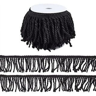 Cotton Tassel Fringe Trim, Lace Trim Ribbon Trimming for Sewing Crafts,  Clothing, Bedding, Curtains and More,Black