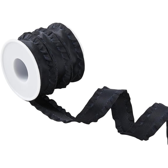 10 Yards Double Ruffle Ribbon Trim Black Ruffle Pleated Trim 7/8 inch(22mm) Wide Lace Ribbons Fabric Polyester Ribbons