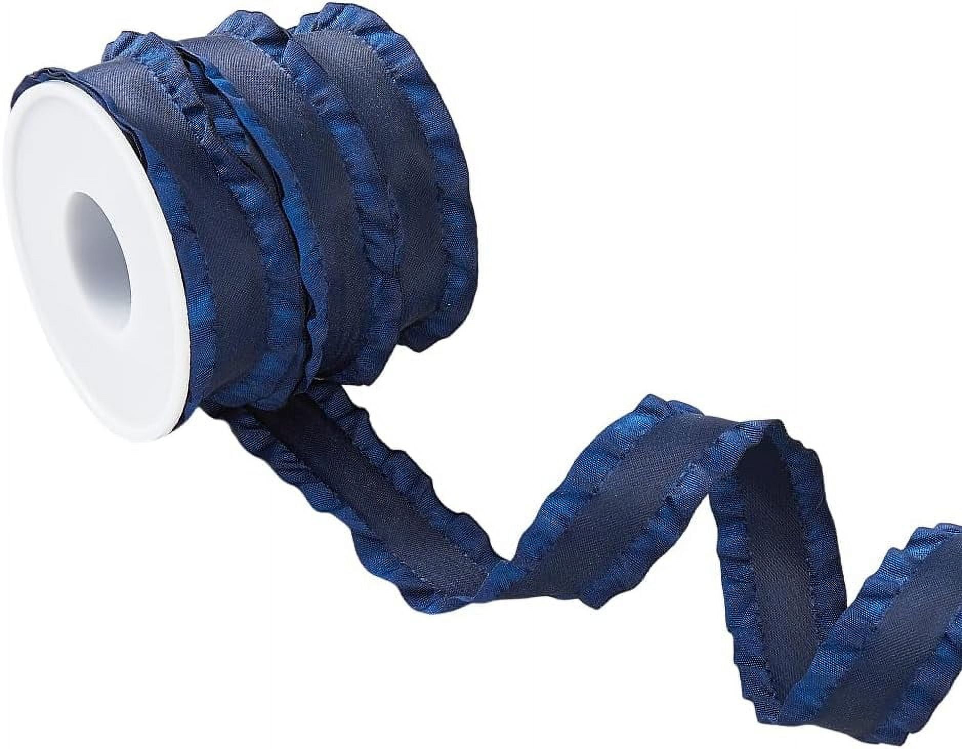 Double Ruffled Ribbon 10 Yards Double Ruffle Ribbon Trim Medium Blue 7/8 inch(22mm) Wide ...