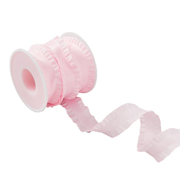 10 Yards Double Ruffle Ribbon Trim Pink 7/8 inch(22mm) Wide Ruffle Pleated Trim Polyester Ribbons Lace Ribbons Fabric