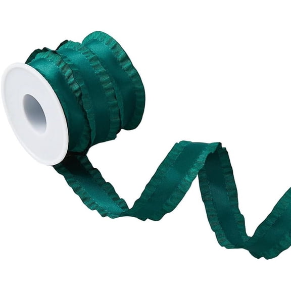 10 Yards Double Ruffle Ribbon Trim Sea Green Ruffle Pleated Trim 7/8 inch(22mm) Wide Polyester Ribbons Lace Ribbons Fabric
