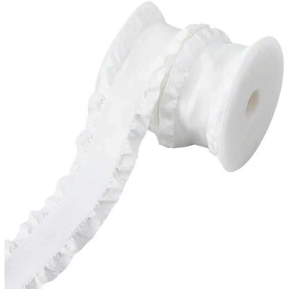 Half Ruffled Ribbon 10 Yards Double Ruffle Ribbon Trim White Lace Ribbons Fabric Ruffle ...