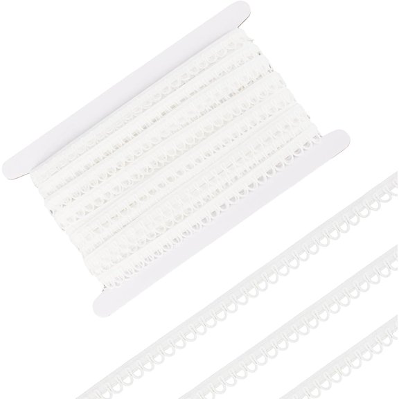 10 Yards Elastic Corset Loops, 0.59 Inch Dress Back Corset String Replacement Kit, White Stretch Trim with Loop Lacing Ribbon for Wedding Dress Formal Dresses Prom Dresses