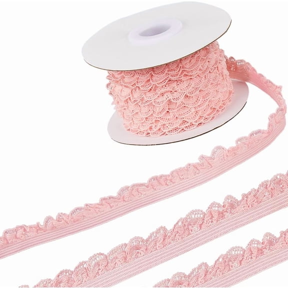 10 Yards Elastic Lace Trim 13mm Wide Stretch Edge Ribbon Lingerie Edging Trimming Floral Pattern Crocheted Webbing for DIY Sewing Crafts Garment Gift Wrapping Headbands Wedding Supply Pink Pink DIY