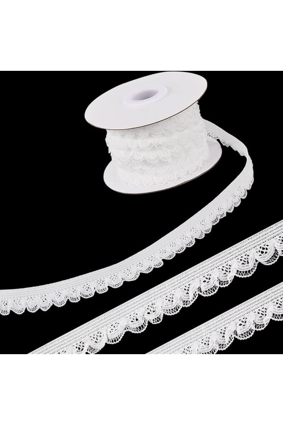 10 Yards Elastic Lace Trim 13mm Wide Stretch Edge Ribbon Lingerie Edging Trimming Floral Pattern Crocheted Webbing for DIY Sewing Crafts Garment Gift Wrapping Headbands Wedding Supply White for DIY