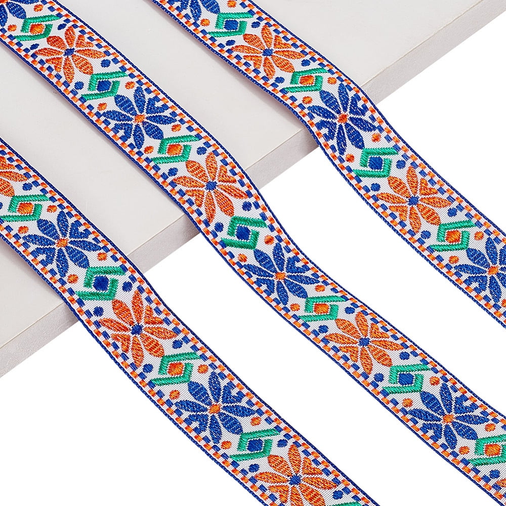 Garment Ribbon 10 Yards Ethnic Style Polyester Jacquard Flower Ribbon for Garment ...