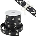 thumbnail image 1 of 10 Yards Eyelet Trim with Grommets 19mm Black Imitation Leather Eyelet Grommet Tape with Silver Metal Hole Ring Eyelet Twill Trim for Sewing Garment Corset Shirt Dress Skirt Jacket Shoes, 1 of 9