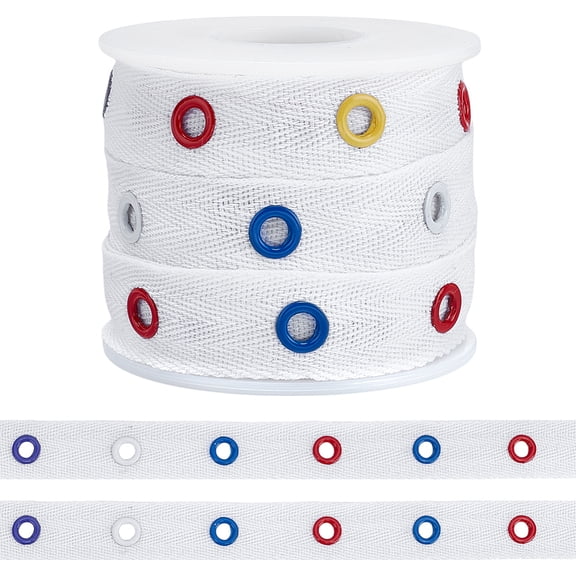 10 Yards Eyelet Trim with Grommets 3/4 Inch Eyelet Grommet Tape with Colorful Metal Hole Eyelet Decorative for Sewing Crafts