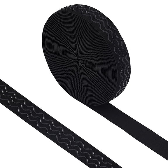 10 Yards Flat Polyester Spandex Non-Slip Elastic Cord Gripper Elastic Band Garment Accessories Black 30mm