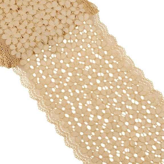 10 Yards Floral Lace Ribbon 7.2 Inch Wide Beige Cotton Wedding Occasion Type: Weddings Perfect