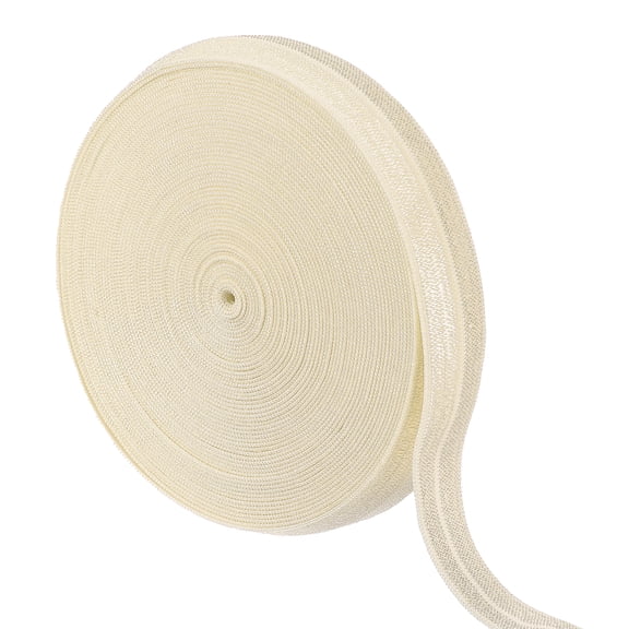 10 Yards Fold Over Elastic Stretch Ribbon Strap, 1-1/2 Inch Wide Folded Edge Elastic Webbing for Hair Ties Headbands DIY Craft Waistband Pants Clothes, Beige