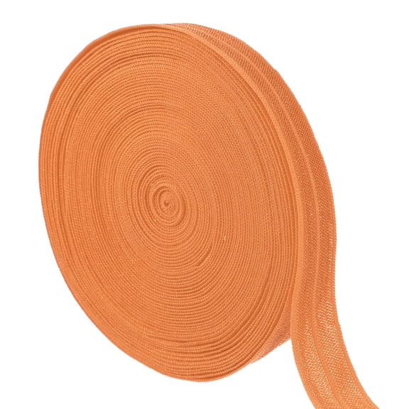 10 Yards Fold Over Elastic Stretch Ribbon Strap, 1-1/2 Inch Wide Folded Edge Elastic Webbing for Hair Ties Headbands DIY Craft Waistband Pants Clothes, Orange
