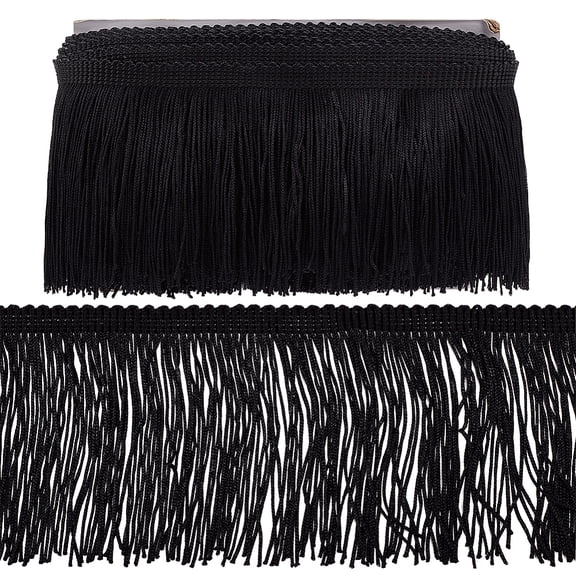 10 Yards Fringe Tassel Sewing Trim 3-1/2inch Wide Ribbon Trim Black Fringe Trim for Sewing Polyester Tassel Lace Ribbons