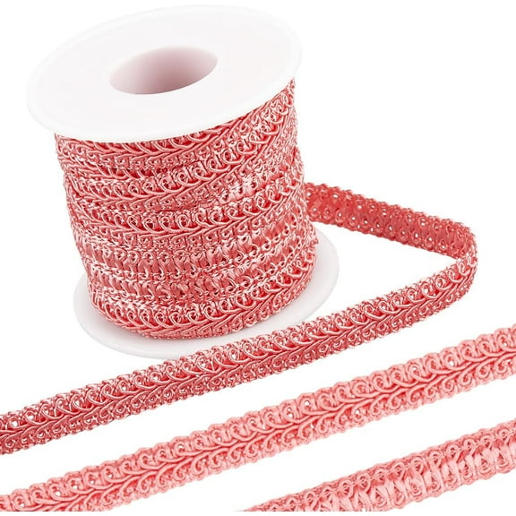 10 Yards Gimp Braid Trim 1/2 Inch Woven Centipede Lace Ribbon Upholstery Decorative Gimp Edge Trimming for Costume Sewing DIY Crafts Curtain Slipcover Jewelry Making Hair Decor Light Coral