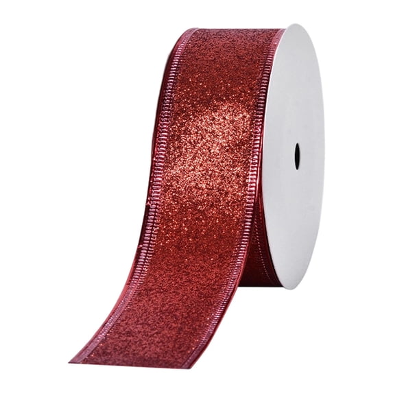 10 Yards Glitter Wired Christmas Ribbon, 1.49 Inch Sparkling Holiday Craft Ribbon, Flexible Decor Strip, Premium Accessory for Christmas Tree Displays, Wreath Making and Indoor Festive Styling