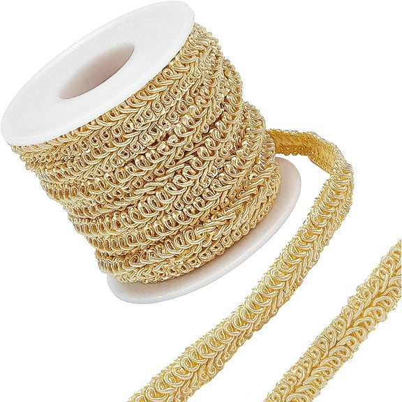 10 Yards Gold Braid Lace Trim 3/8 Inch Wide Polyester Woven Gimp Braid Trim Centipede Decorated Lace Ribbon for Costume DIY Crafts Sewing Jewellery Making Home Decoration Golden