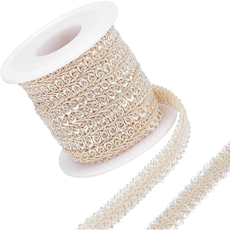 10 Yards Gold Braid Lace Trim 3/8 inch Wide Polyester Woven Gimp Braid Trim Centipede Decorated Lace Ribbon for Costume DIY Crafts Sewing Jewellery Making Home Decoration Beige 1bag