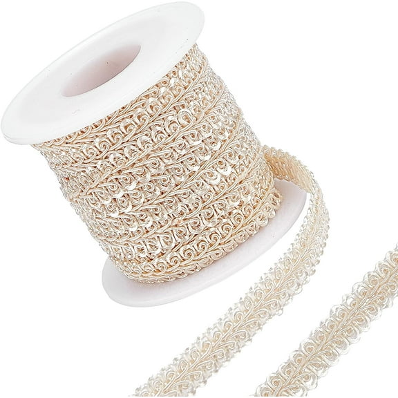 10 Yards Gold Braid Lace Trim 3/8 inch Wide Polyester Woven Gimp Braid Trim Centipede Decorated Lace Ribbon for Costume DIY Crafts Sewing Jewellery Making Home Decoration Beige