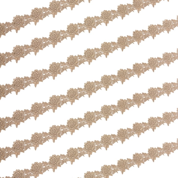 10 Yards Gold Metallic Lace Trim Craft Ribbon for Bridal Costume Jewelry Crafts and Sewing Rose Pattern Tan 1-3/4 inch(45mm)