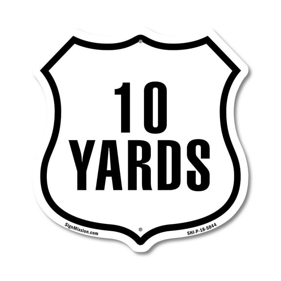 10 Yards Golf Course Running Race 5k Marathon Distance Marker 12 inch X 12 inch Shield-Shaped Rust-Free Aluminum Metal Sign Weather Resistant Made in the USA