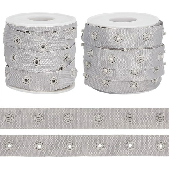 10 Yards Gray Snap Tape for Sewing 0.7 Inch Wide Polyester Crafts Plastic Snap Tape Trim Snaps for Clothes DIY Sewing Crafts