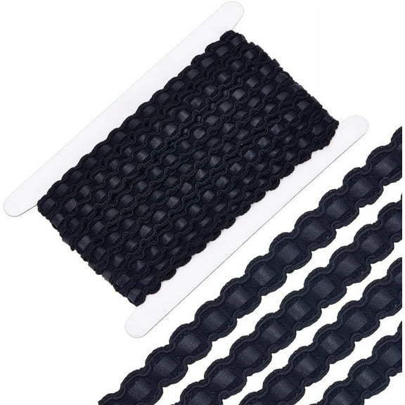 10 Yards Leather Braid Trims 16mm Wide Black Flat Strap Trim Lace Ribbon Gimp Cord Woven Edge Trimmings Webbing for Home Decor Garment Bag Accessories DIY Sewing Crafts Black