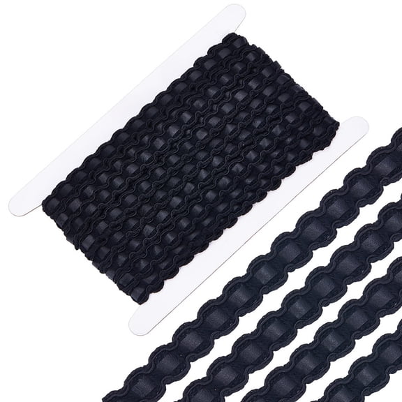 10 Yards Leather Braid Trims 16mm Wide Black Flat Strap Trim Lace Ribbon Gimp Cord Woven Edge Trimmings Webbing for Home Decor Garment