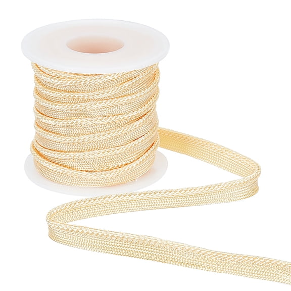 10 Yards Light Yellow Twisted Lip Cord 3/8 inch Wide Flat Cord-Edge Piping Trim Braid Ribbon for Dress Costume Sewing Home Textile