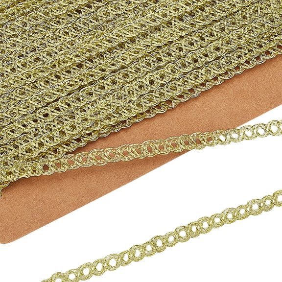 10 Yards Metallic Braid Trim 1/8 inch Wide Champagne Yellow Metallic Gimp Braid Trim Wave Pattern Sewing Ribbon Nylon Lace Trim Wave Edge Lace Trim
