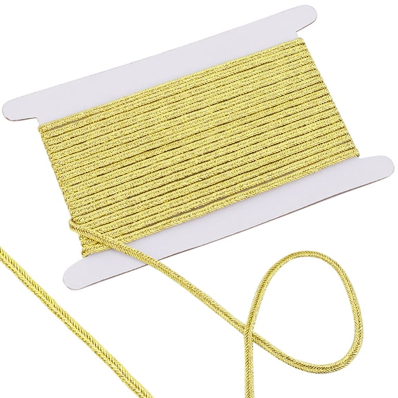 10 Yards Metallic Cord 0.2" Gold Dreadlock Rope Flat String Braid Trim Centipede Hair Wrap Tie Decorative Braiding Band for Sewing Craft Home Decor