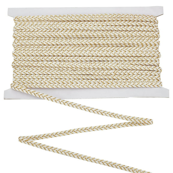 10 Yards Metallic Gimp Braid Cord 0.2inch Wide Golden White Thread String Metallic Tinsel Cord Flat Polyester Metallic Cord